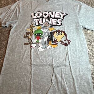 Looney Tunes Gray T Shirt Marvin Marsian, Bugs Bunny, Tasmanian Devil Size L